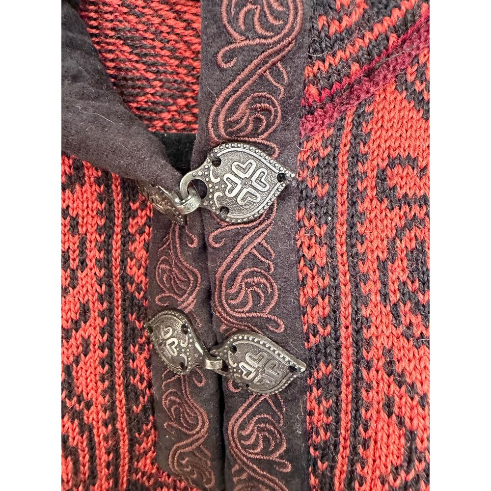 DALE OF NORWAY Women's New Wool Nordic Sweater Red Black Geometric - Picture 7 of 8